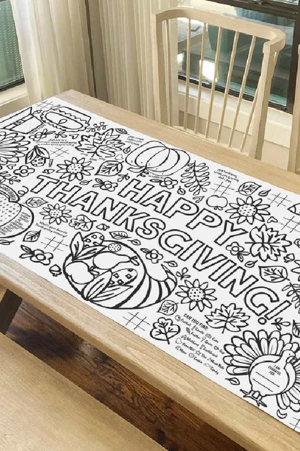 This activity-filled Thanksgiving tablecloth will keep kids scribbling for hours. You can even hang it as a banner when its done.