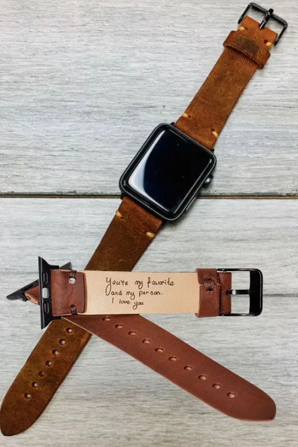 Personalized Apple leather watch band is a stylish gift.