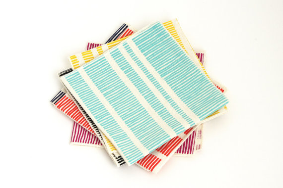 Linen Cloth Napkins handprinted by Etsy's Shapes Colors