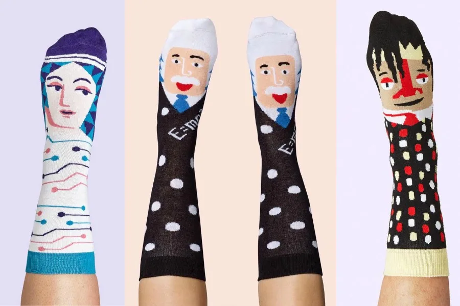 Chatty Feet socks, featuring popular figures from STEM, modern art and pop culture
