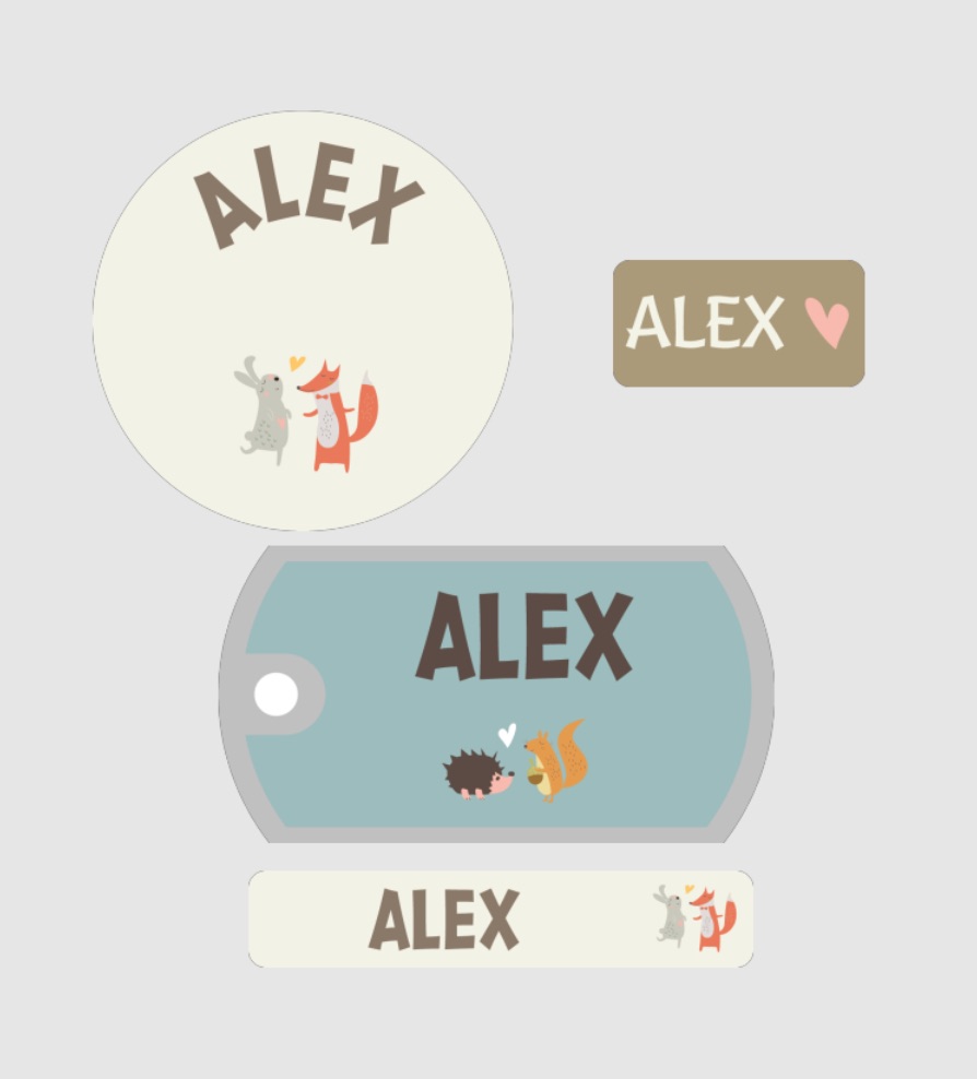 Personalized woodland creature labels and bag tags for school by Mabels Labels