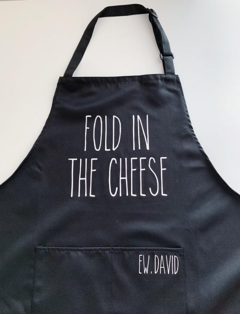 This Schitt's Creek Fold in the Cheese apron from Good Crafternoon Company makes a great holiday gift