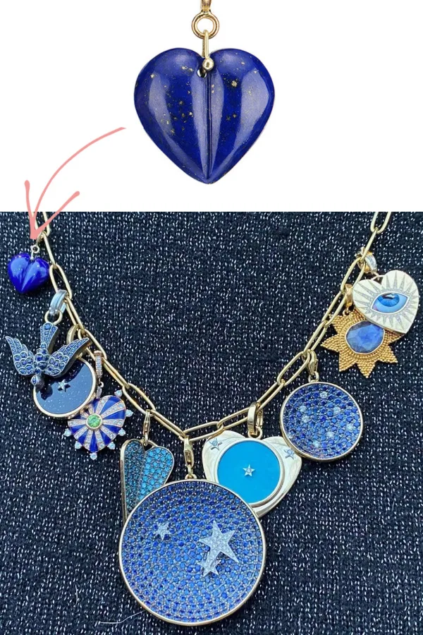 The Lapis Heart Charms by Ten Thousand Things are donating proceeds to support Ukraine