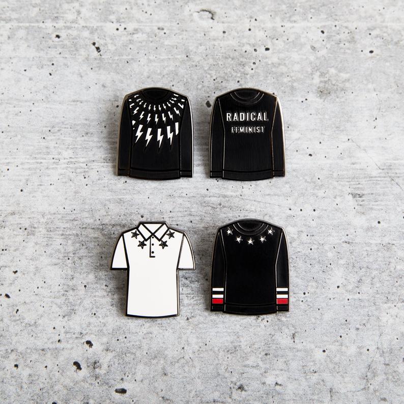 Four detailed pins of David Rose's sweaters make an awesome Schitt's Creek gift