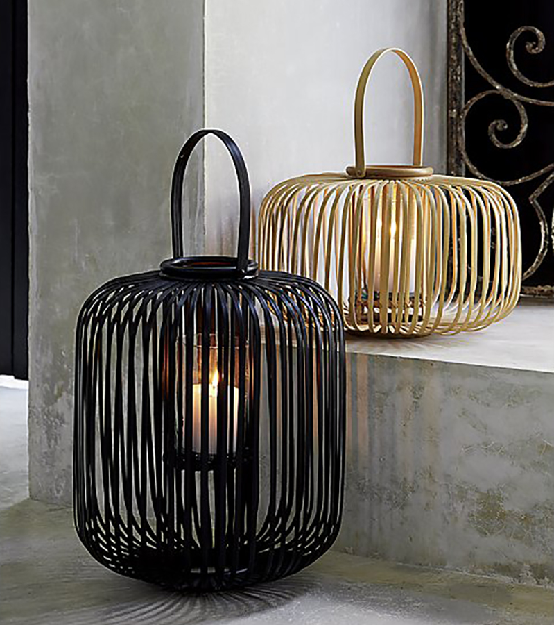 Cool backyard lighting Ideas:  Kini Rattan Lantern from CB2