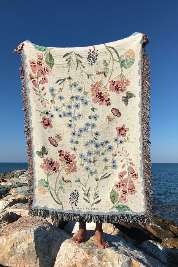 Woven cotton throw- Spring Garden - order on demand
