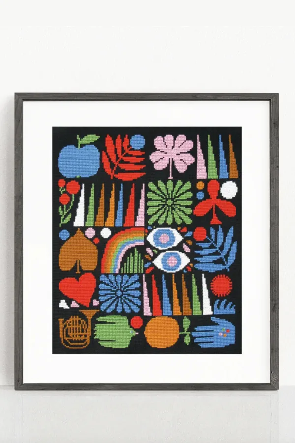 Lisa Congdon "Joyful Grid" Cross Stitch Kit now at Subversive Cross Stitch