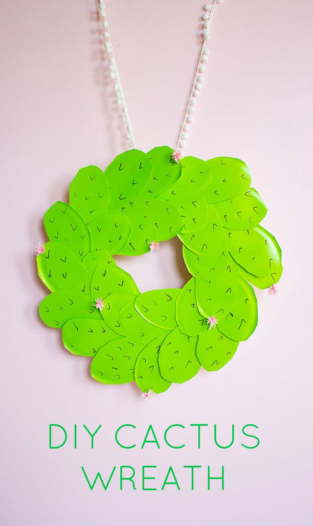 Cactus crafts for kids: DIY Cactus Wreath craft tutorial at Design Improvised