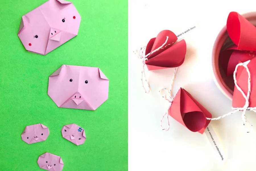 Chinese New Year crafts for kids: Chinese New Year easy paper pig craft at Easy, Peasy, and Fun