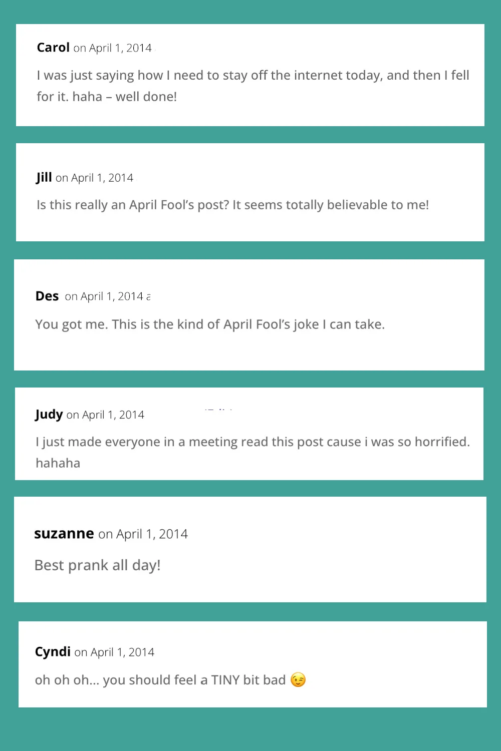 Best April Fool's Prank ever (actual comments!)