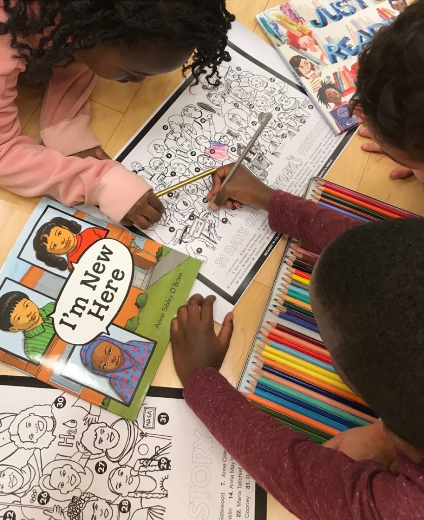 An incredible free Women's History Month coloring page from Here Wee Read and