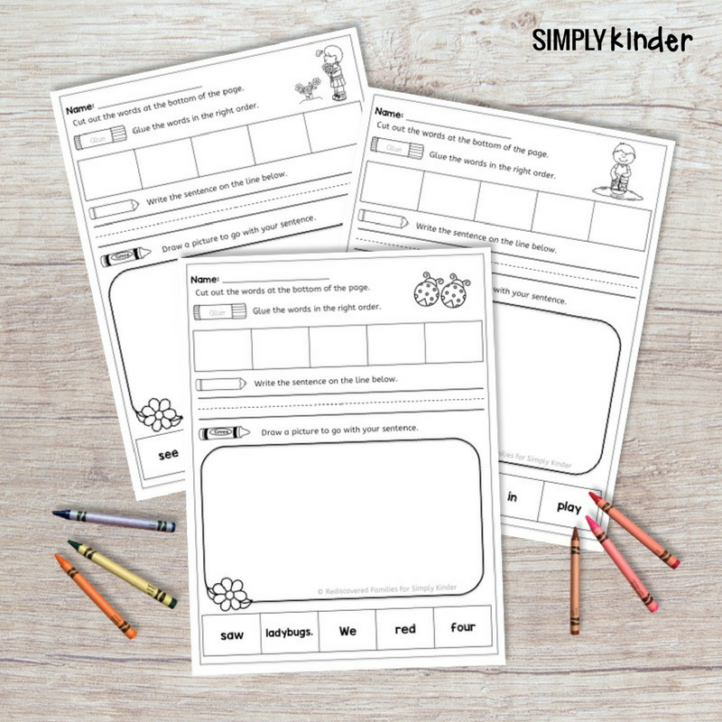 Free sight word printables: Kindergarten sight word Practice Sheets from Simply Kinder