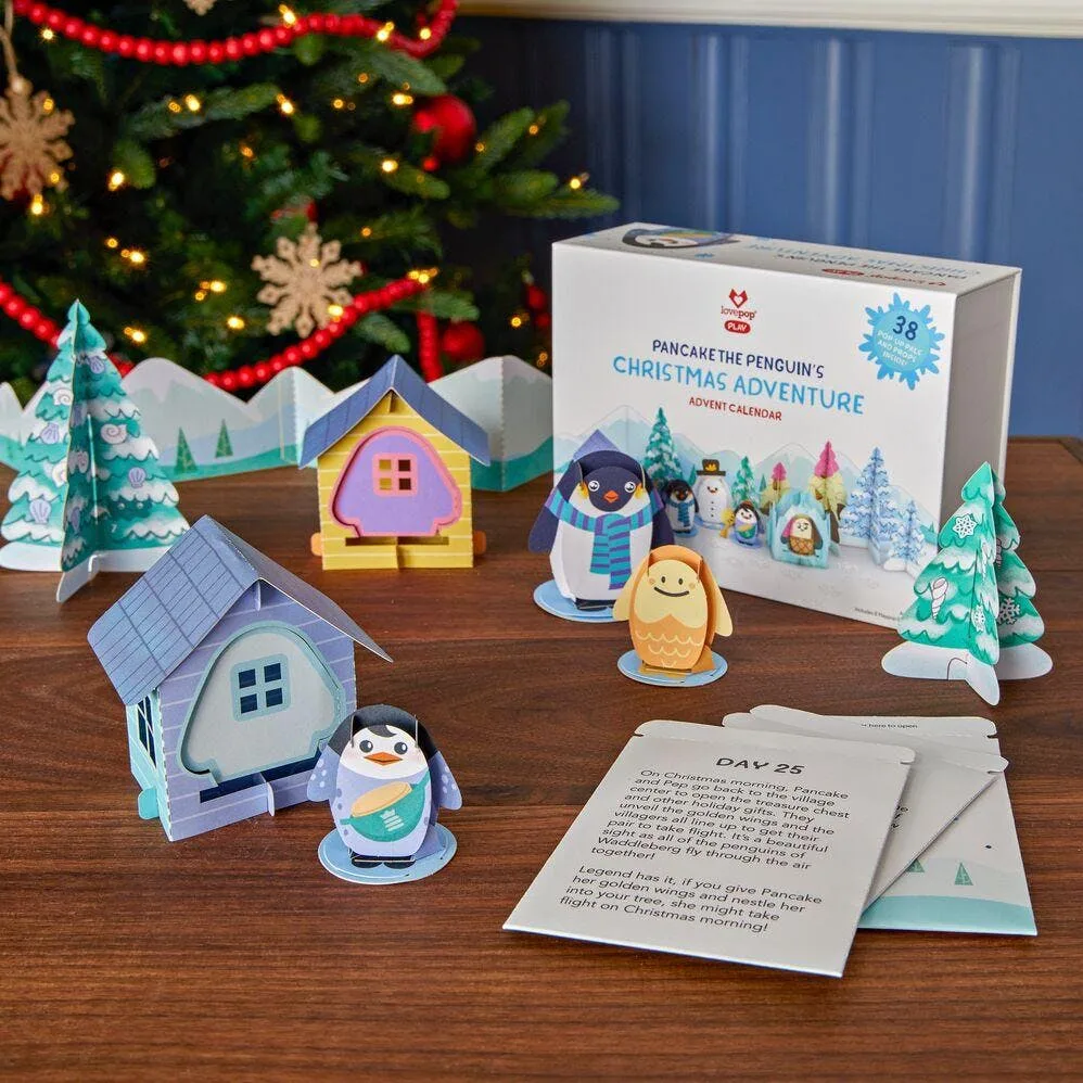 LovePop's Advent calendar for Christmas follows the journey of Pancake the Penguin