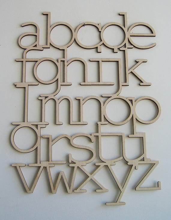 Typography alphabet in laser-cut wood | Cool Mom Picks