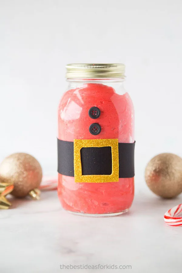 DIY Holiday gift ideas: Fluffy Santa slime in a jar