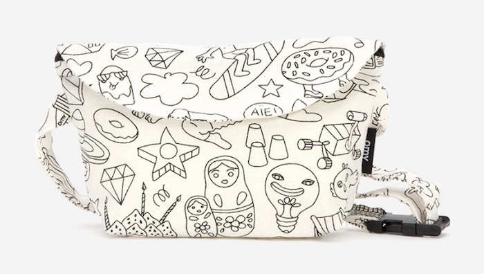 Color-your-own bags and accessories for kids from OMY include a backpack, tote and this smaller bag