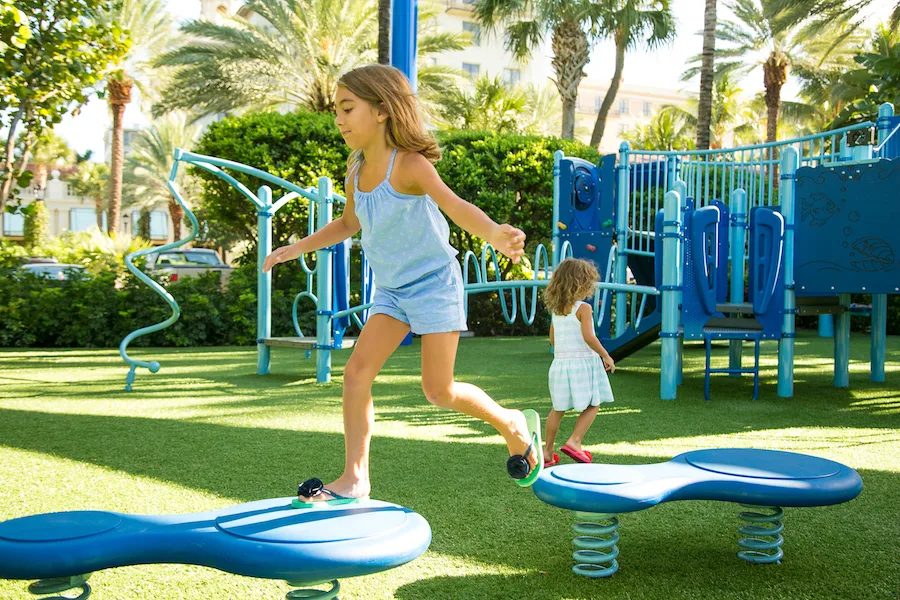 The most amazing hotel amenities for kids and family packages: The 4500 square foot modern playground at The Breakers Palm Beach
