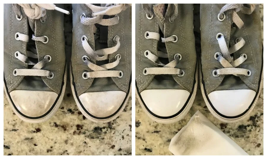 Tips for cleaning kids' sneakers: Use dryer sheets to freshen up stinky insoles.