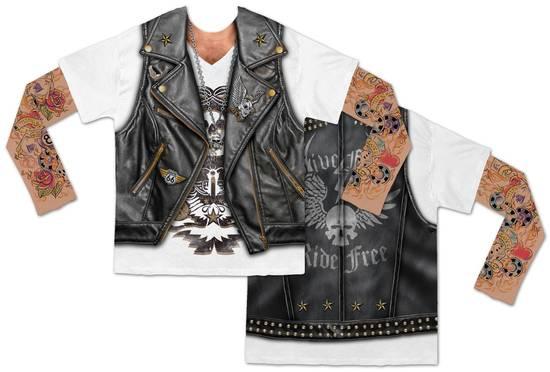 Tattooed biker Halloween costume tee