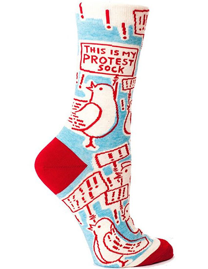 Cool feminist gifts supporting women-owned shops: Protest Socks by BlueQ