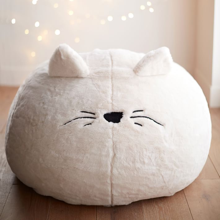 Cool gift ideas for tween girls: Cat bean bag on sale from Pottery Barn Kids