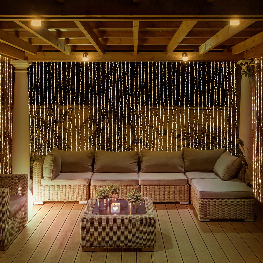 Cool backyard lighting Ideas:  LED Curtain String Lights from Target