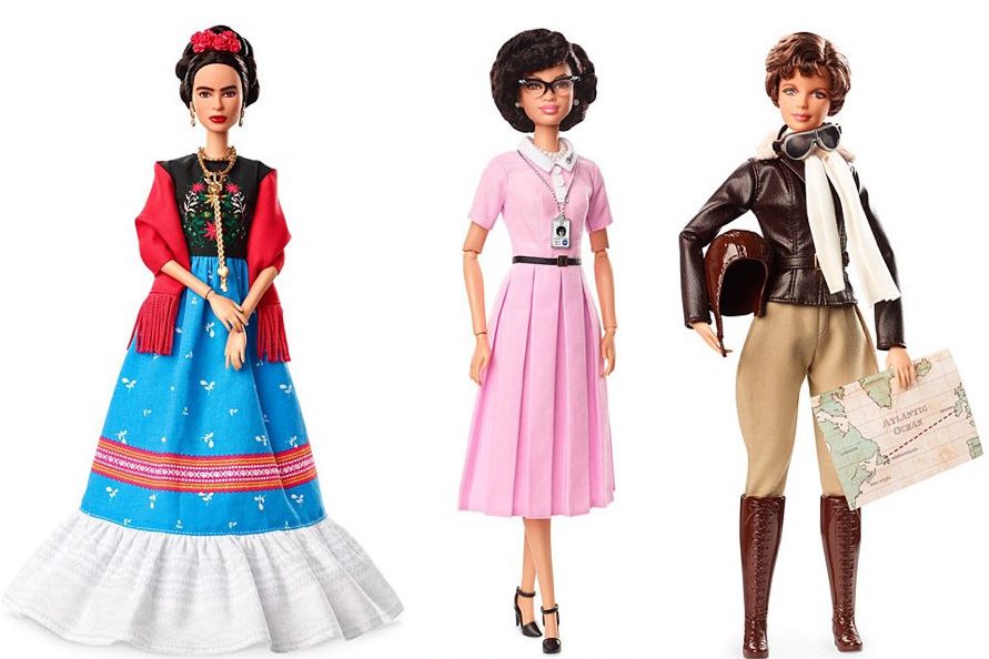 The Barbie Role Models collection features Inspiring Women including Frida Kahlo, Katherine Johnson, and Amelia Earhart.