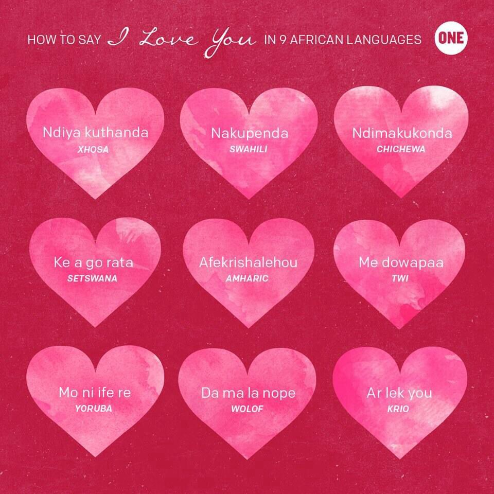 Printable Valentine featuring Love in 9 African languages