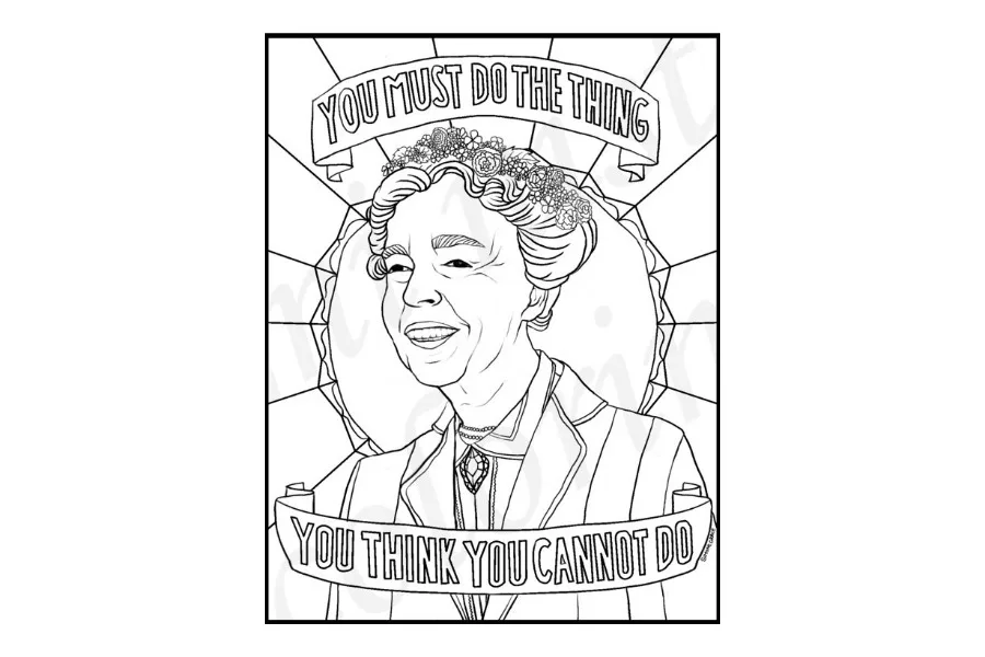 We're celebrating National Women's History month with amazing American women coloring pages, like this Eleanor Roosevelt coloring page.
