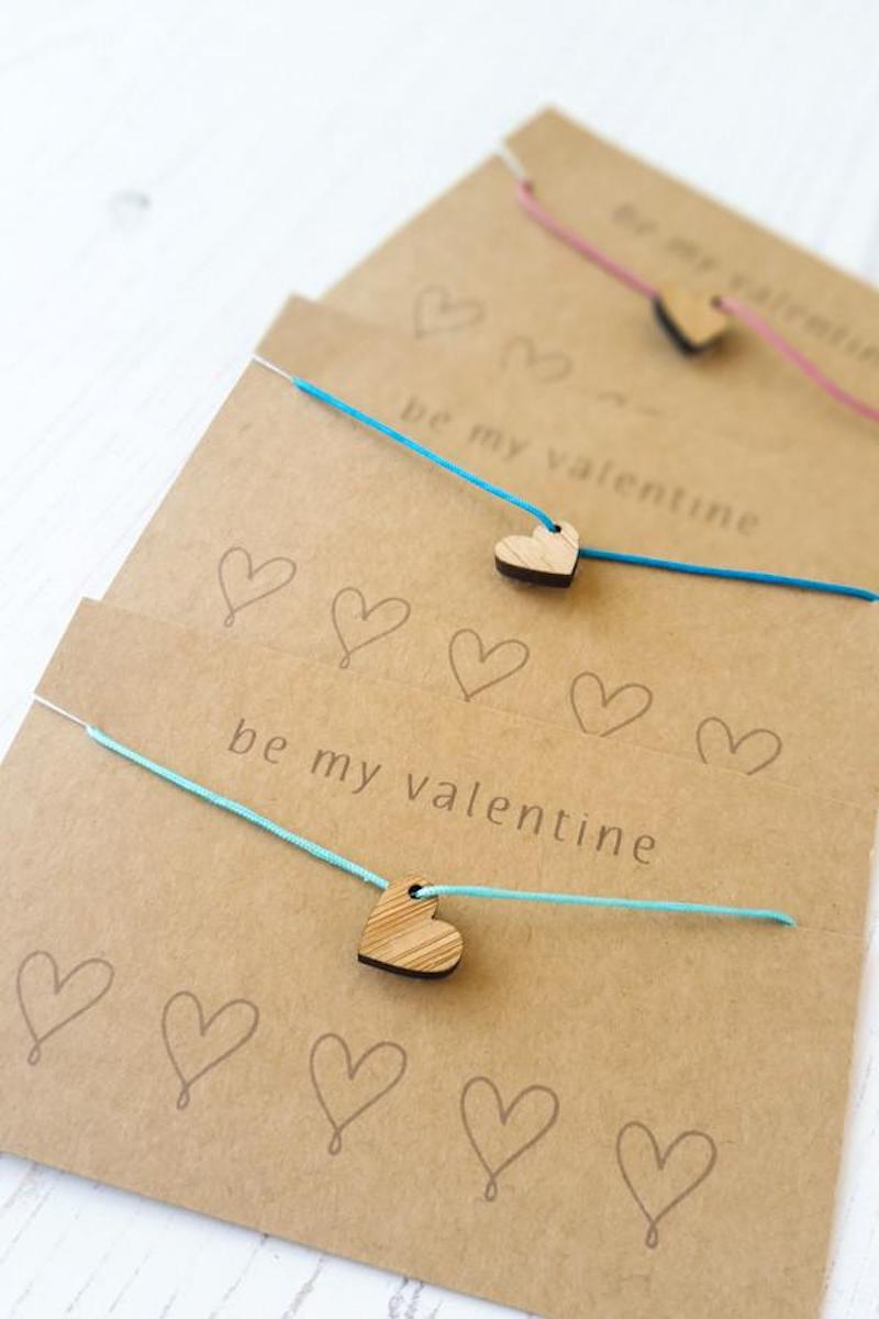 Non-candy Valentine ideas for kids with free printables: Heart Bracelets at Red Gate Stitchery