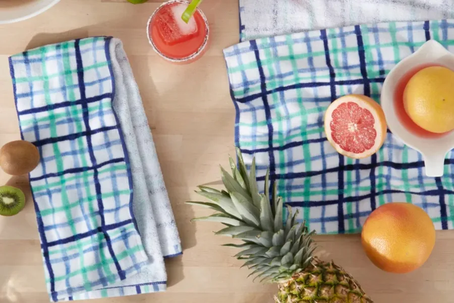 Colorful Fiesta dish towels are an affordable way to brighten up your kitchen or your Easter table