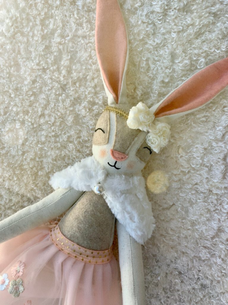 Handmade heirloom bunny ballerina rag doll: Easter gifts supporting Etsy shops