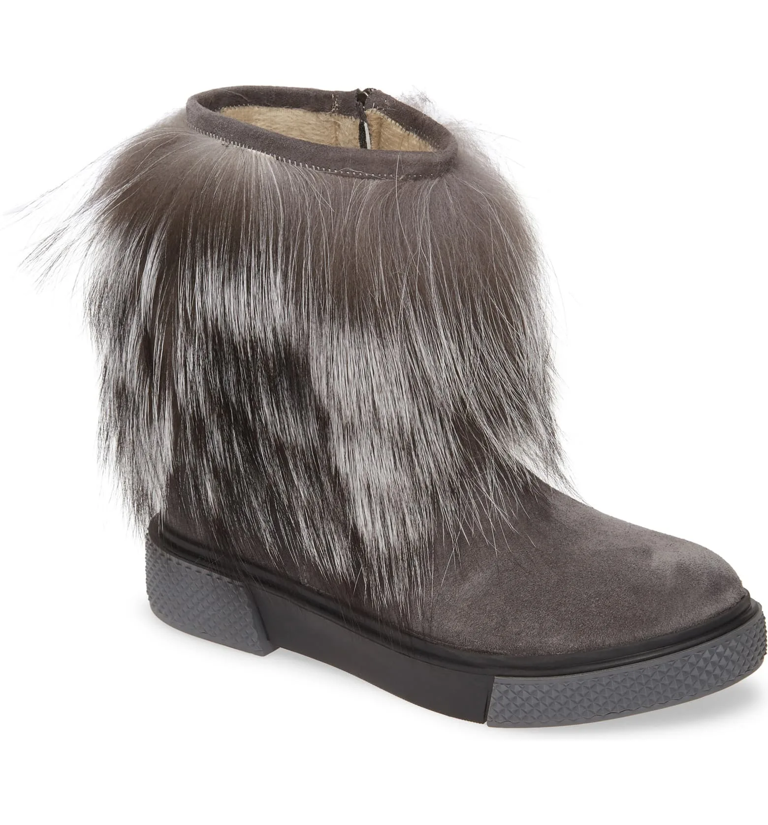 On trend: fur trim booties like these Lines Paola leopard high tops