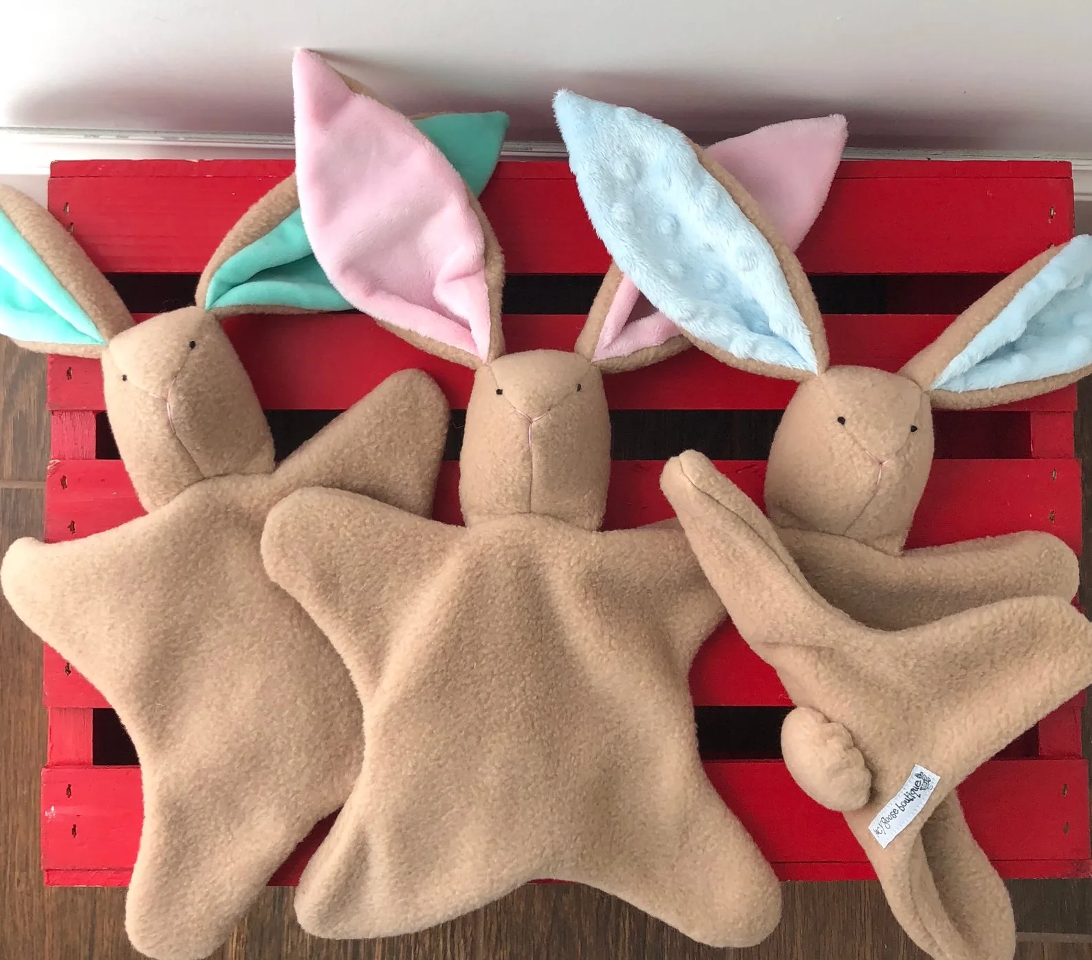 Cute Easter gifts for babies: Handmade soft bunny lovey from Lucy Goose Boutique on Etsy