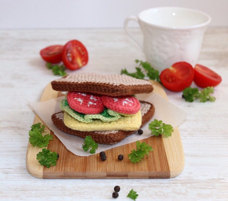 Cutest handmade play food makers on Etsy: Crochet Sandwich by Lil Crochet Love