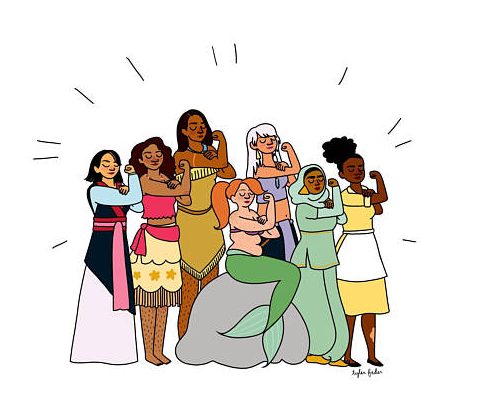 Magical Girls print by Tyler Feder is a Disney Princess/Rosie the Riveter mashup - awesome progressive Mothers Day gift