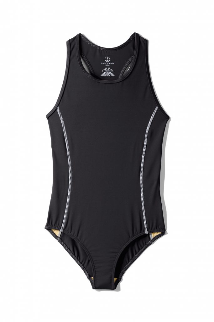 Girls racer style swimsuit tank in black from Lands End