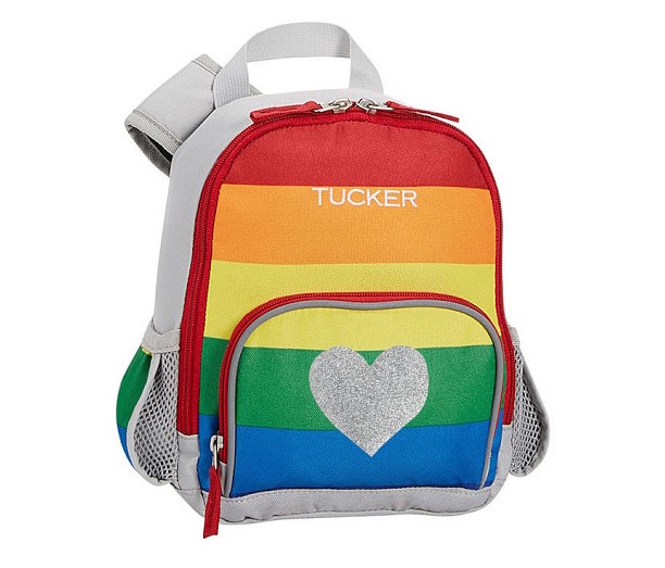 Kids' rainbow clothing and accessories: Bright Rainbow Stripe Backpack by Pottery Barn Kids