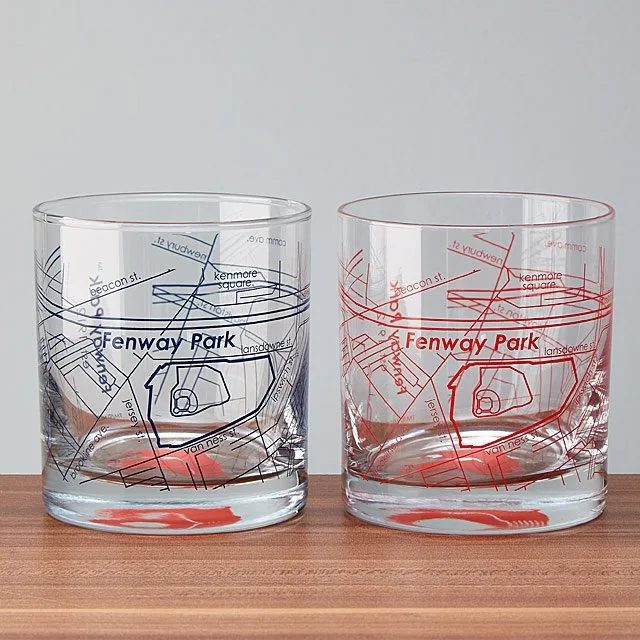 Unique gifts for dads who have everything: Baseball park map glasses featuring 27 different parks