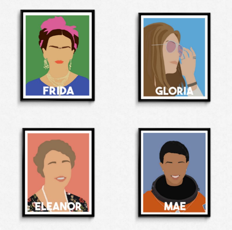 Feminist Mother's Day gift ideas: Heroic women icon prints from The Film Artist on Etsy