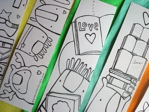 Kids bookmarks that get them drawing as well as reading