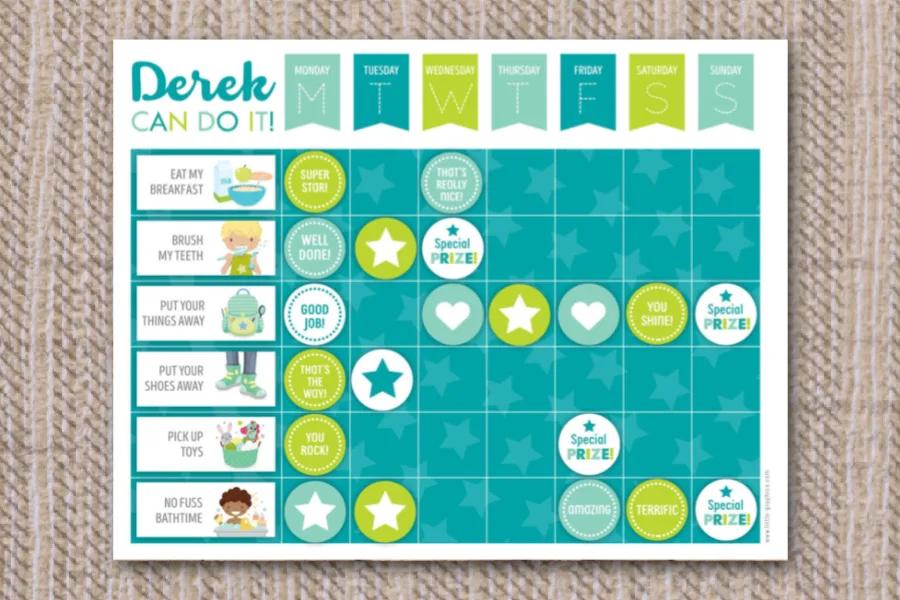Printable reward charts for toddlers to teens