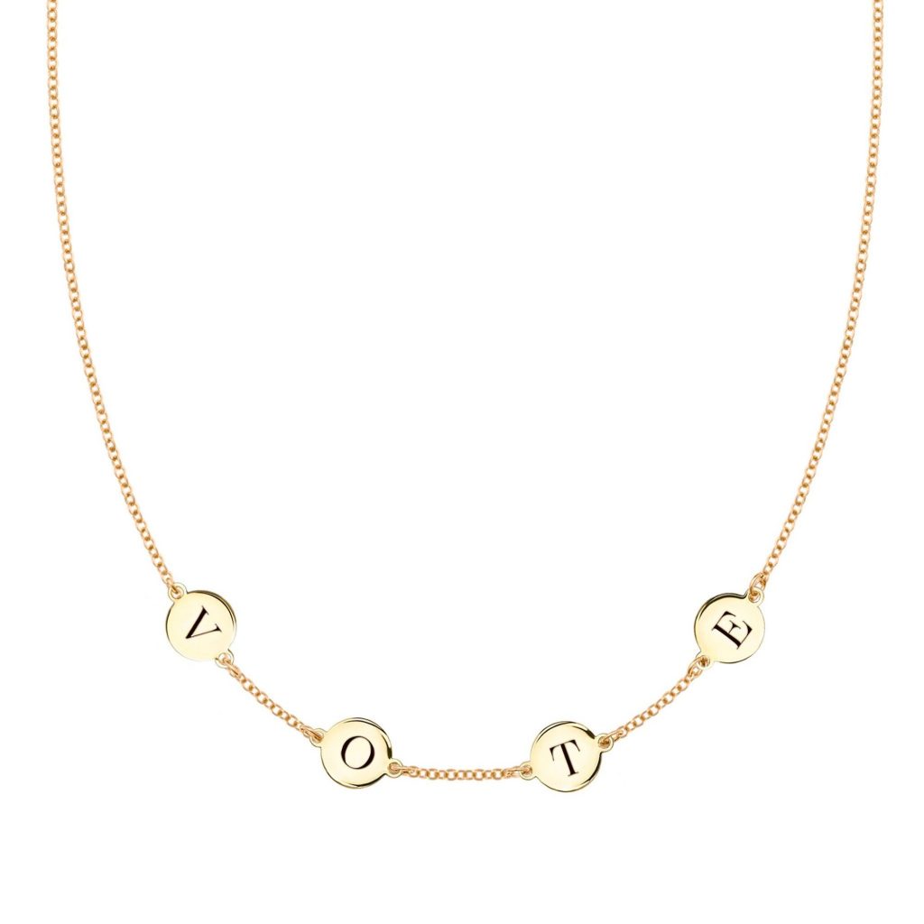 Jewelry supporting voters rights orgs: Fine jewelry Vote necklace from Haverhill