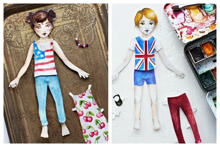 Free printable paper dolls: Brooklyn and London Paper Dolls by by Swedish artist Lova Blåvarg for Sweet Paul