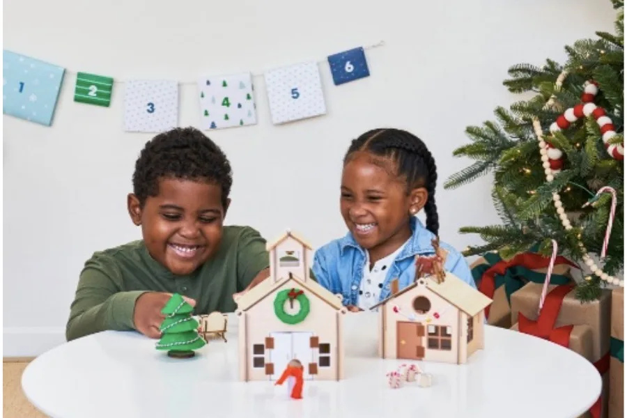 Advent calendars for kids and adults like this mini village from Kiwi Crate