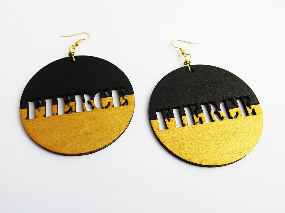 Fierce wooden earrings from Blacker the Berry: cool, affordable gifts under $15