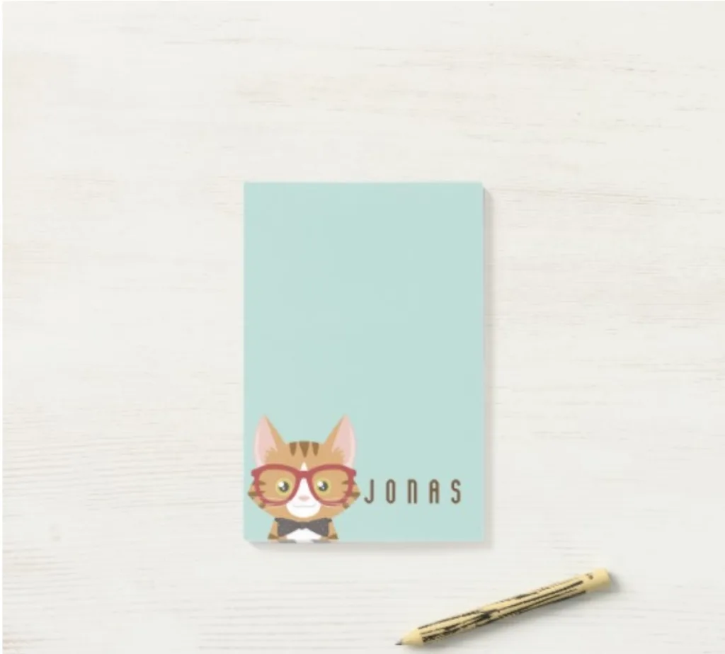 Personalized hipster cat Post-It Notepad