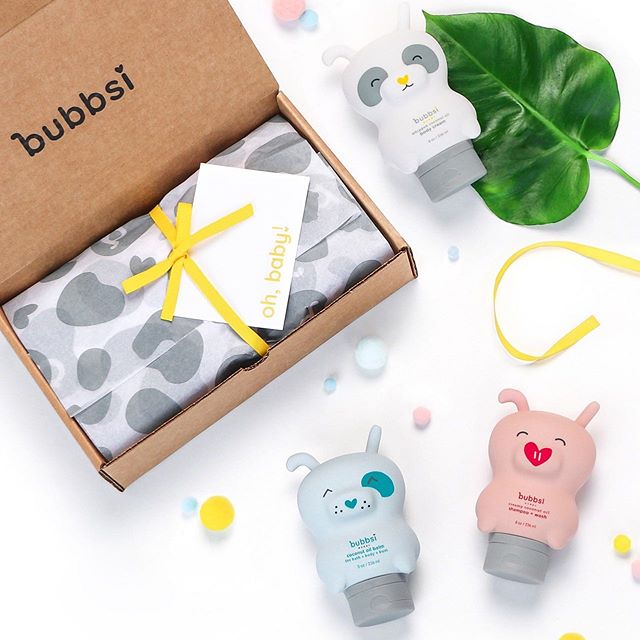 Best baby shower gifts under $50: Bubbsi natural skincare products in the cutest refillable bottles