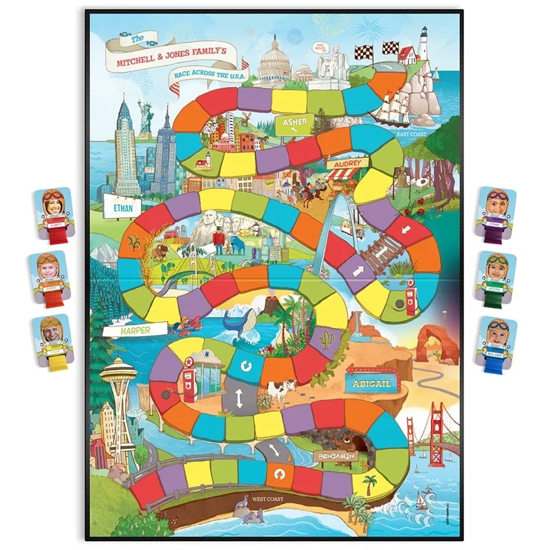 Custom board game for preschoolers: Race Across the USA by I See Me