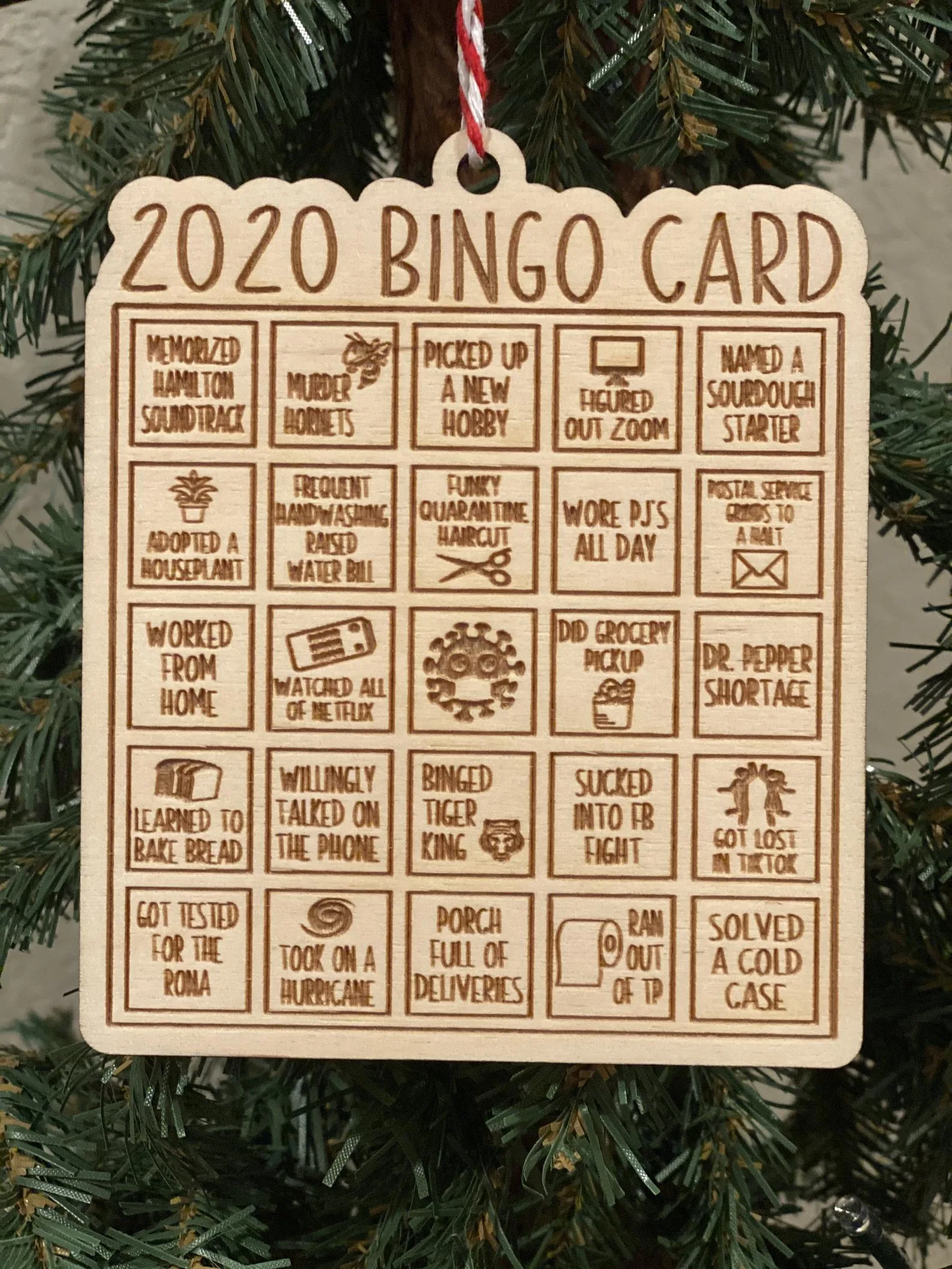Funny 2020 ornaments: The 2020 Bingo Card at